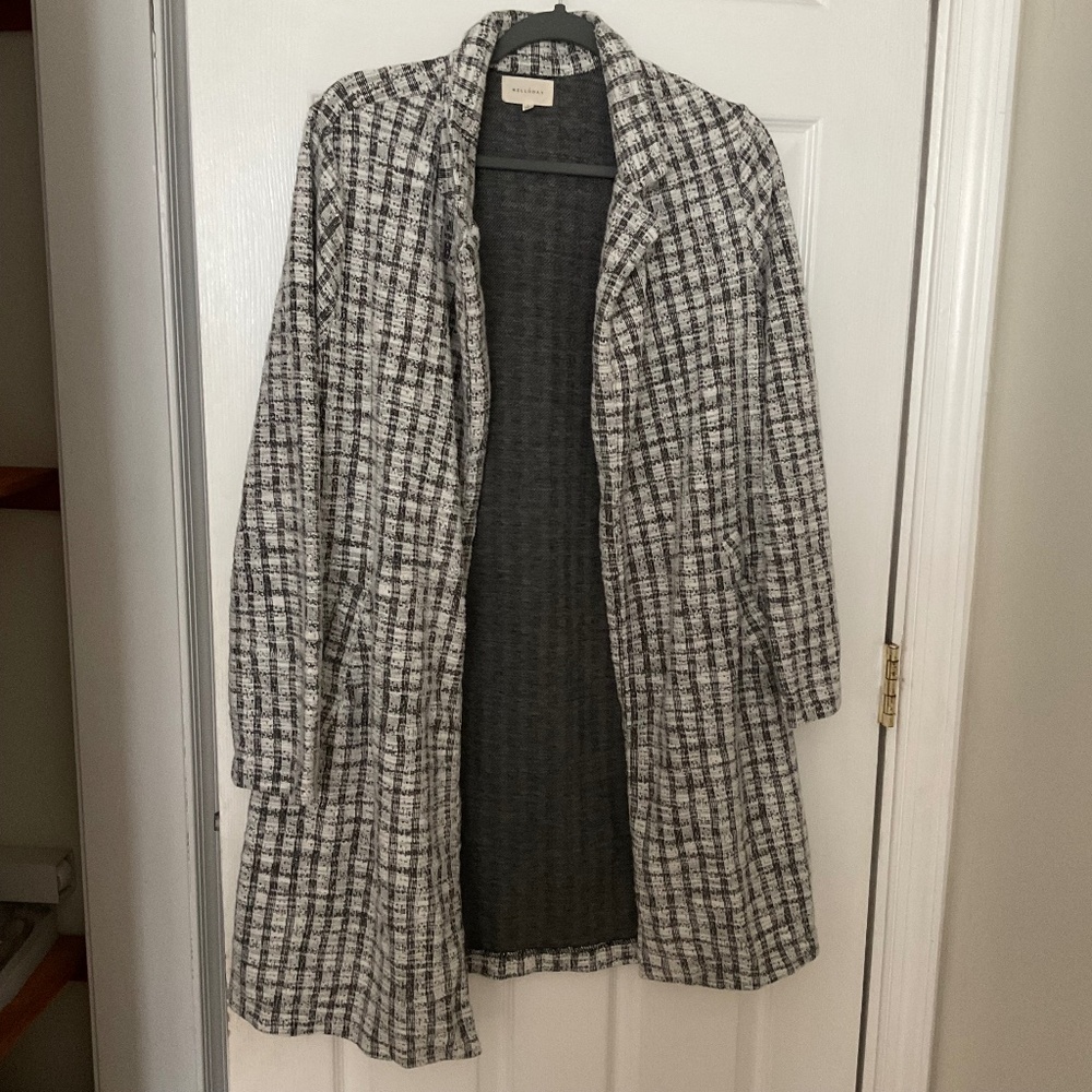 Melloday Large Black and White Knit Cardigan